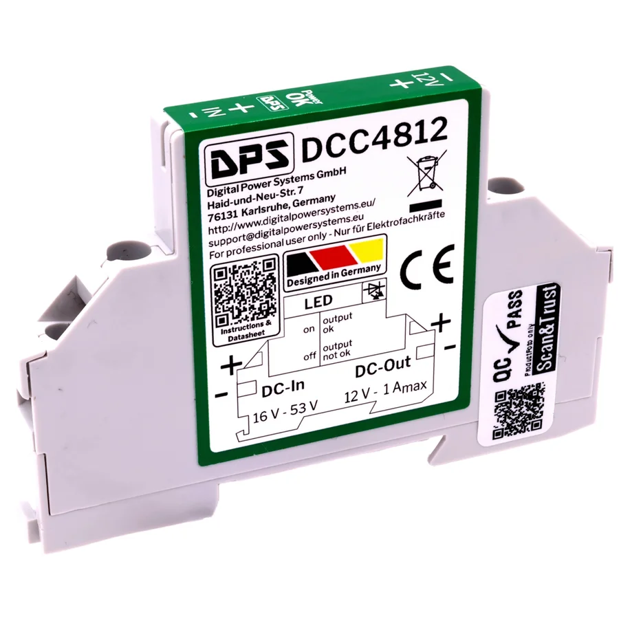 DCC4812 DC-DC converter, 8.8 mm wide, DIN rail mounted