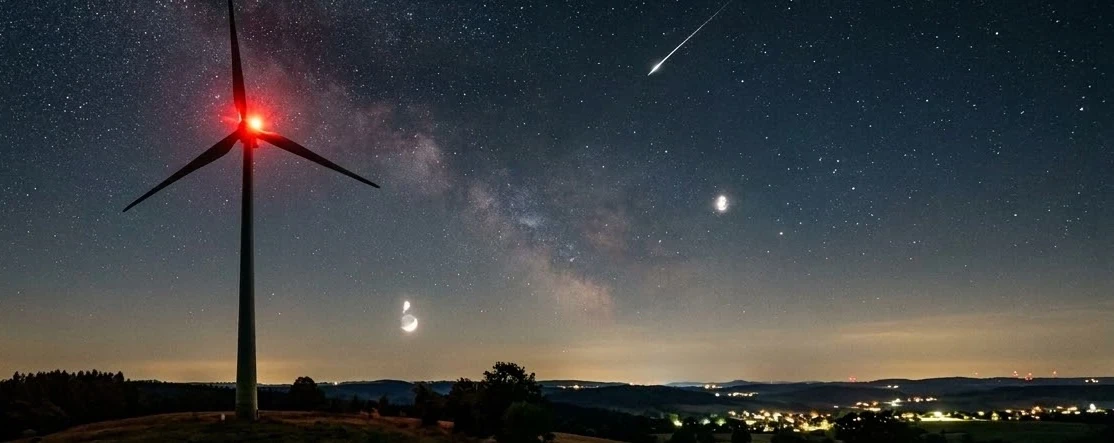 Obstacle lighting on wind turbines