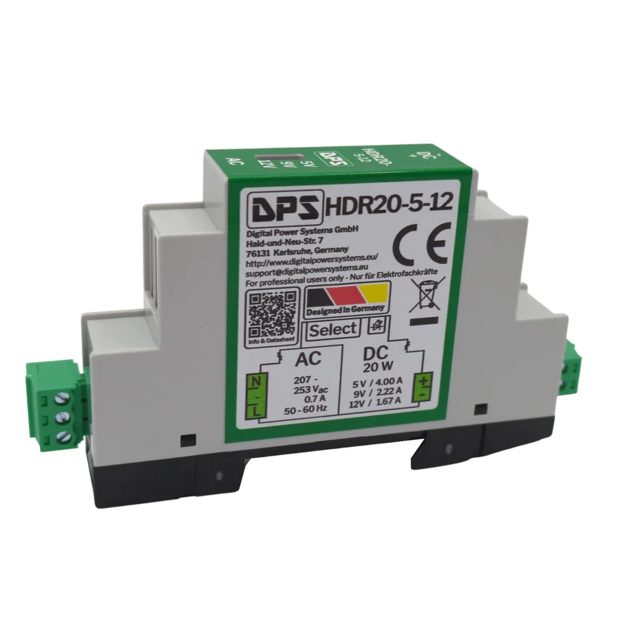 Alimentation sur rail DIN HDR20-5-12 5/9/12 V