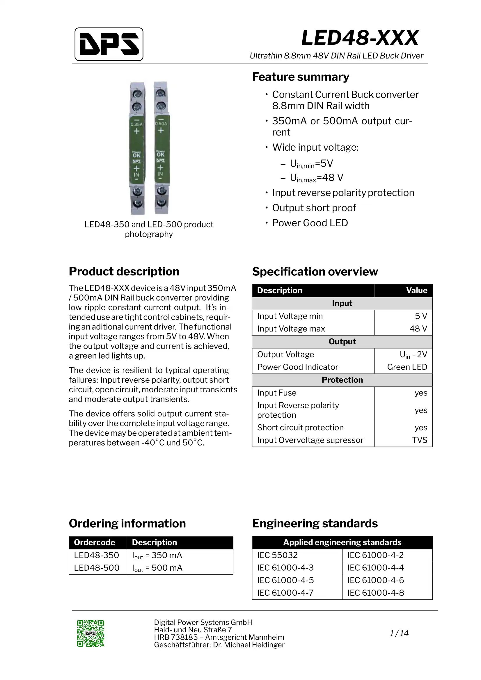 DPS LED48 Datasheet First Page
