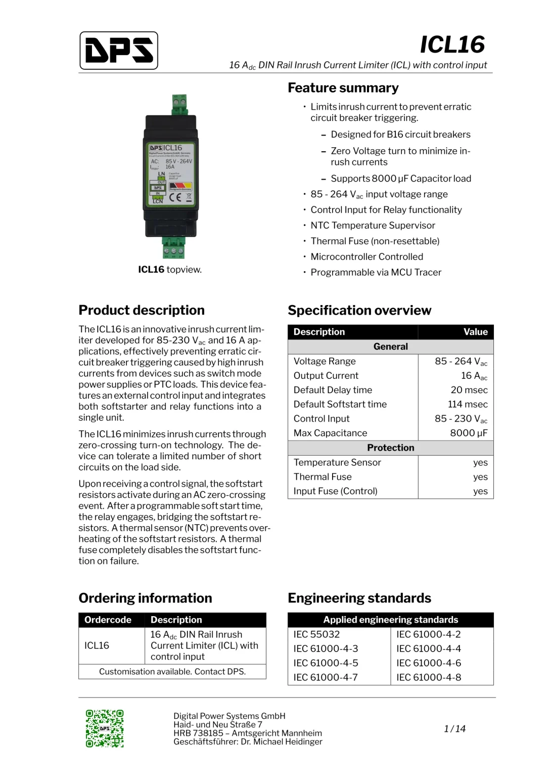 Datasheet (Firstpage) of ICL16