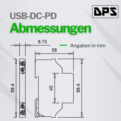 USB DC PD DImensions DE