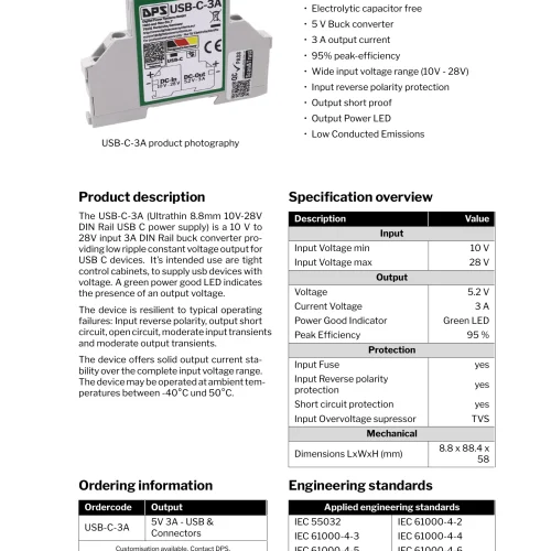 USB C 5V 3A Datasheet Firstpage